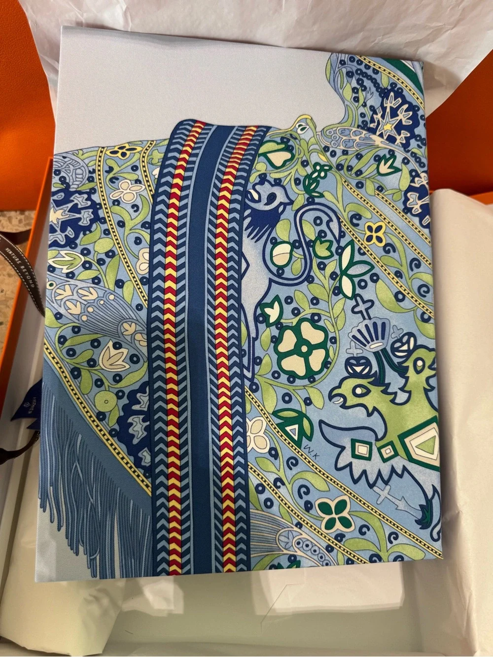 ‘26 Hermes Petit h - Large Decorative Silk/Twill Upholstered Box - BNIB